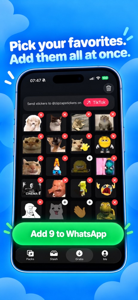 ZipZap preview: grab TikTok stickers and add them to WhatsApp