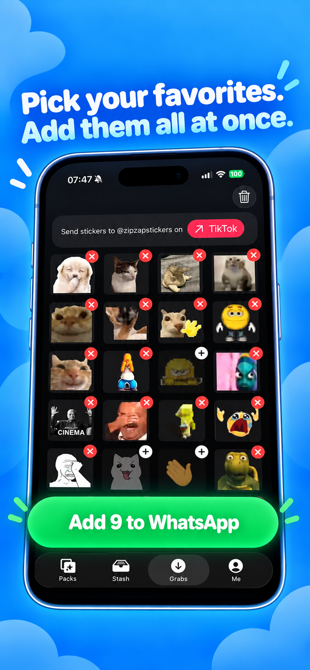 ZipZap helps pick TikTok stickers and add them to WhatsApp