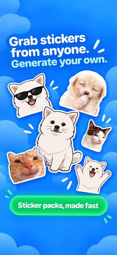A collection of expressive cat and dog stickers made with ZipZap